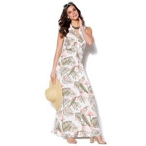 IMAN Tropical Floral Twist Front Maxi Dress